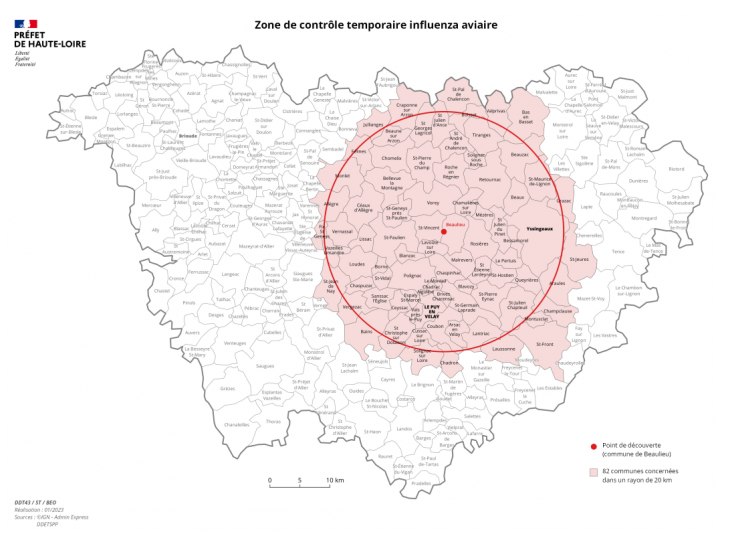 Zone de contrôle temporaire influenza aviaire 