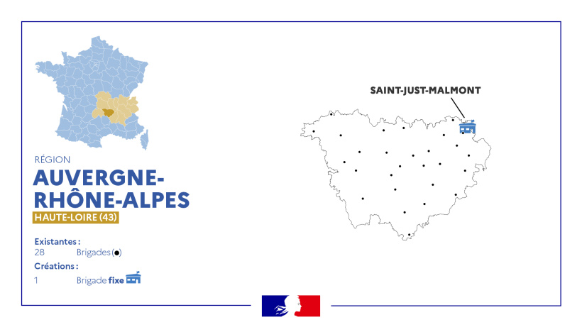 Carte des brigades de Gendarmerie en Haute-Loire