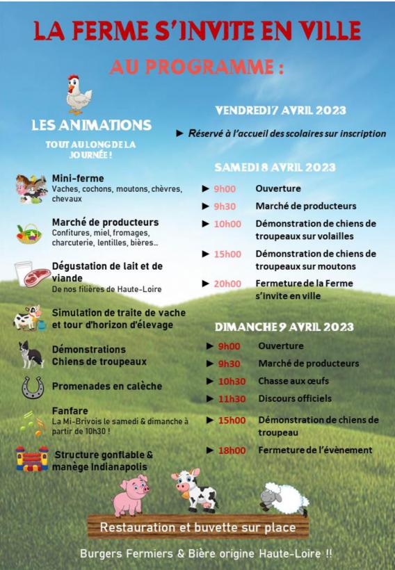 Le programme de la Ferme s'invite en vile 2023.