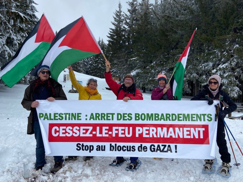 5 membres altiligériens de l'Association France Palestine Solidarité au Mézenc ce 6 mars