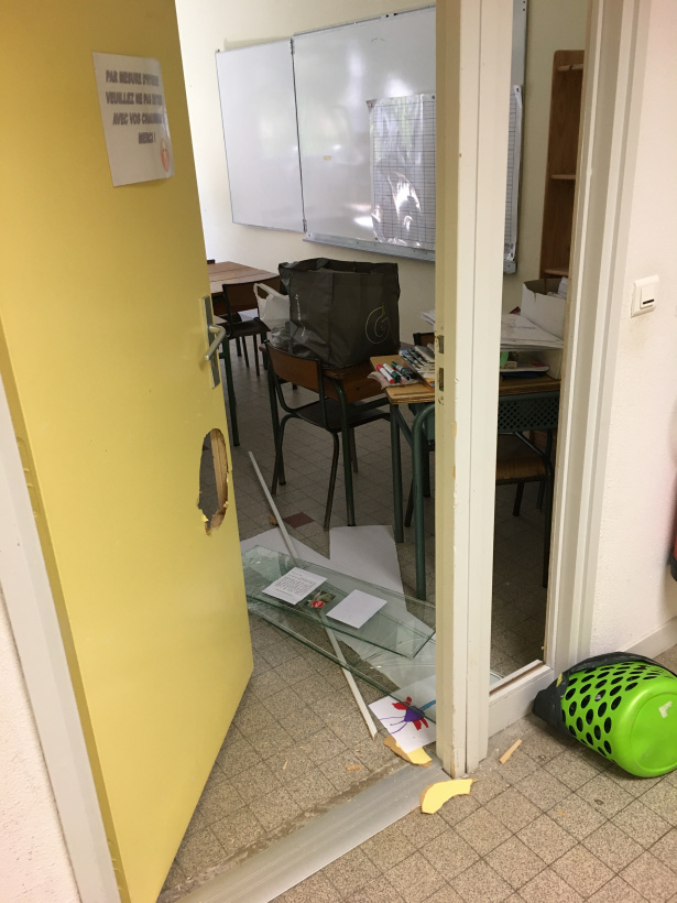Une salle de classe vandalisée à l’école de la Calendreta.