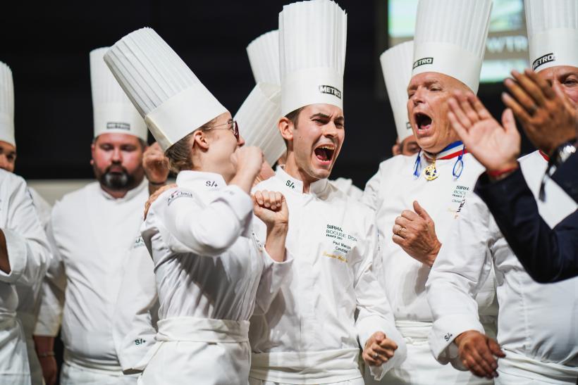 La joie de de Paul Marcon au moment de décrocher le Bocuse d'or France 2023