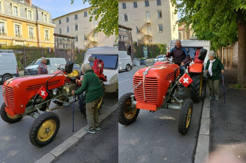 Josef et Norli sur leur tracteur