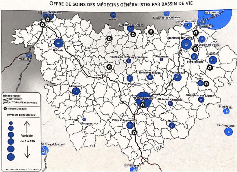 Carte de l'offre de soins des médecins généralistes par bassin de vie