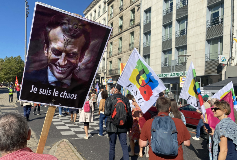Emmanuel Macron, conspué par les manifestants.