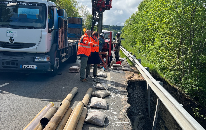 Affaisement de l'accotement sur la RD500