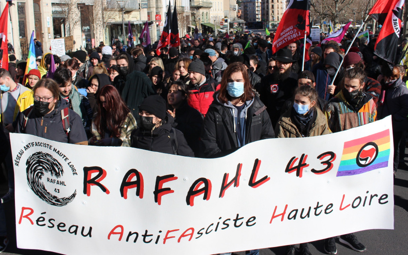 Image archive. Manifestation antifa du 5 février dans les rues du Puy-en-Velay.