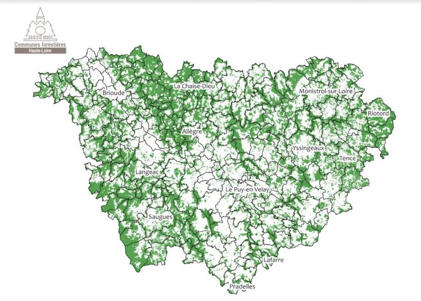 Carte de la répartition des forêts en Haute-Loire
