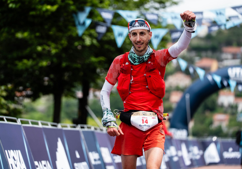 Geoffroy Bonnet qui arrive au bout des 130 km de l'Ultra trail. 