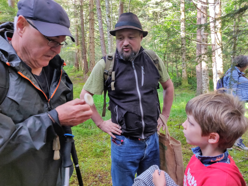 Le groupe mycologique en sortie en forêt de Lamandie à Cistrieres.