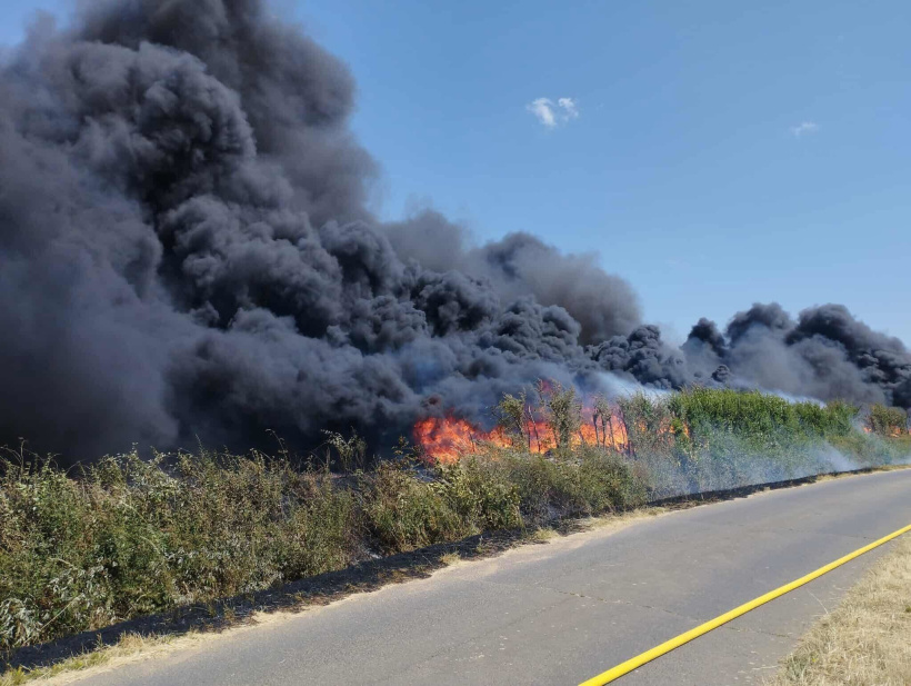 Les flammes se propagent rapidement à cause du vent.
