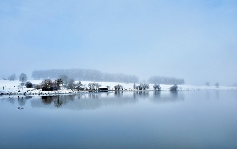 Cette photo du lac de Naussac (vers le Mas d'Armand) a été prise le 10 mars 2024.