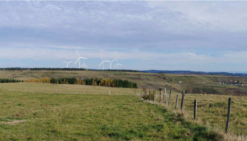 Projection de l'emplacement des éoliennes sur le plateau des Vastres