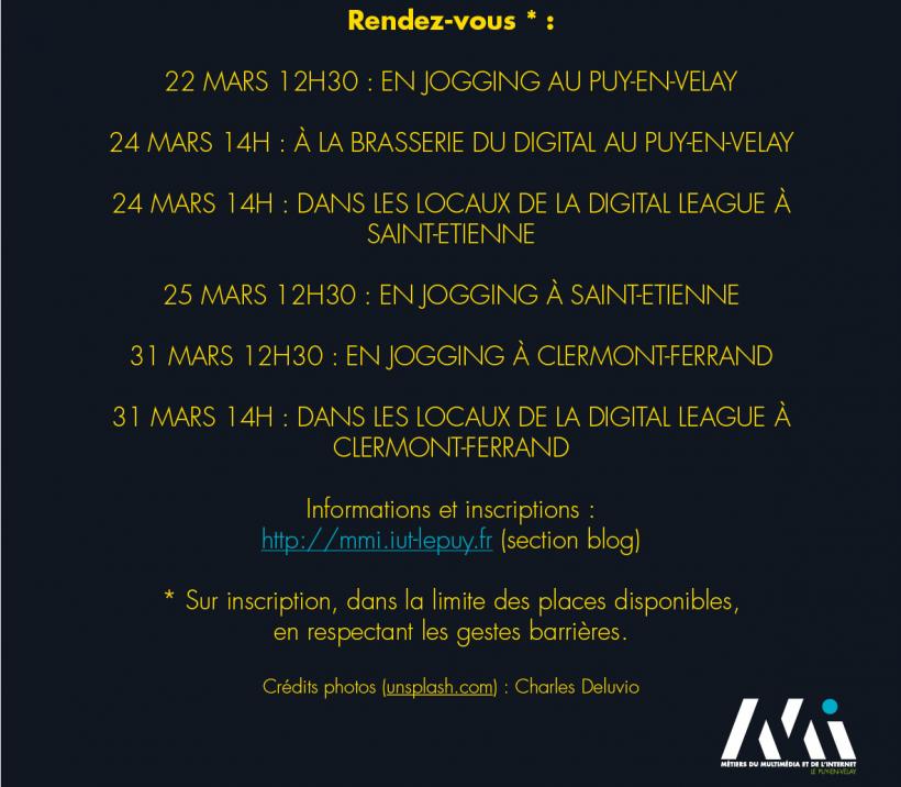 Les lieux et dates pour échanger sur les formations de l'IUT au Puy.