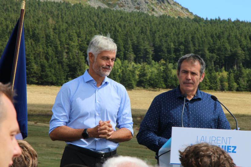 Laurent Wauquiez et le maire des Estables, Philippe Brun