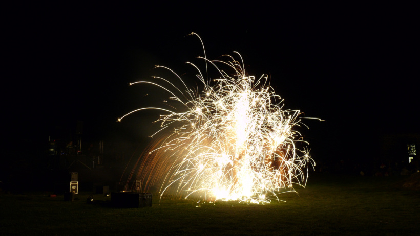 Spectacle de feu à la forteresse de Polignac