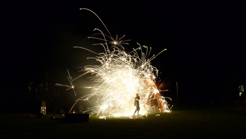 Spectacle de feu à la forteresse de Polignac
