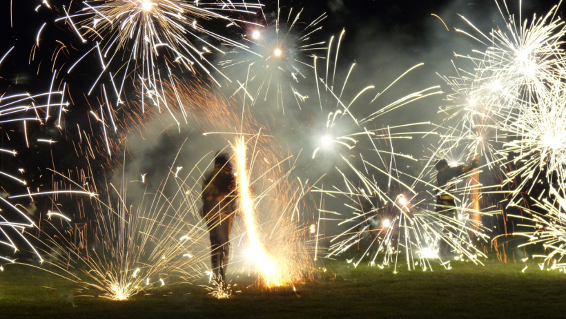 Spectacle de feu à la forteresse de Polignac