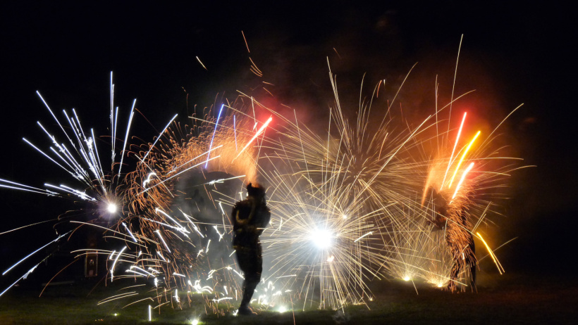 Spectacle de feu à la forteresse de Polignac