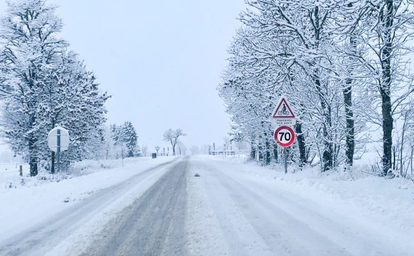 Les routes enneigées de Haute-Loire