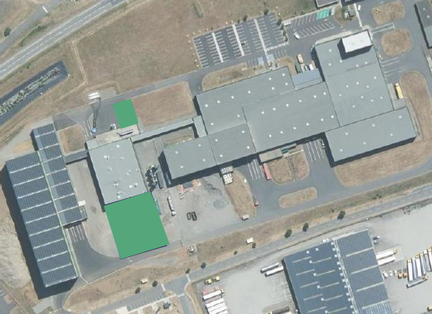 Les zones vertes sont les espaces de production en projet.