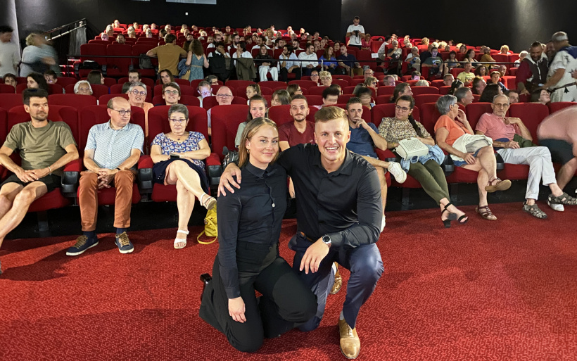Les réalisateurs, Marina Golenko et Titouan Monnier, avant le lancement du long métrage.