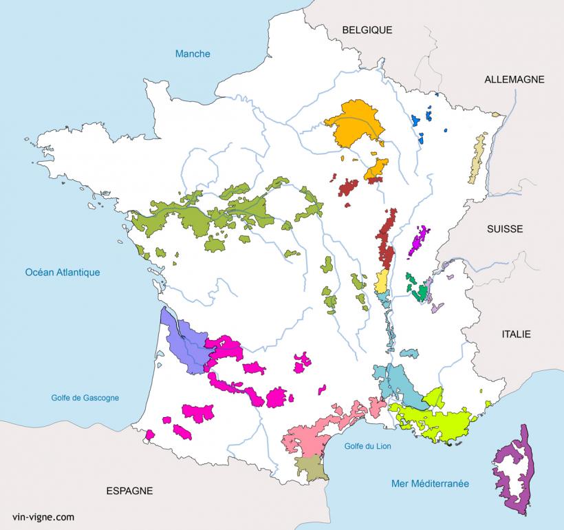 Carte des vignobles de France